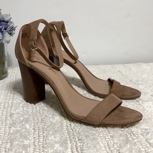 Madden Girl Bella Two-Piece Block Heel Suede Strappy Sandals
